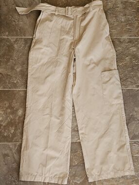 High-Rise Beige Cargo Pants with Matching Belt